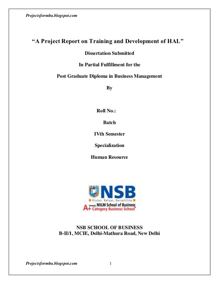 A project report on training and development with 