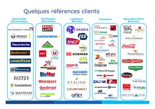 Agro-alimentaire
Boissons
Distribution
Spécialisée
IndustriesLogistique
Services
Automobile
Aéronautique
Quelques références clients
 