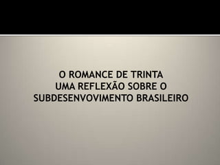 Narrada em terceira pessoa, a obra procura sintetizar os elementos da cultura brasileira, apoiando-se, portanto, no índio, negro, mestiço e no branco.