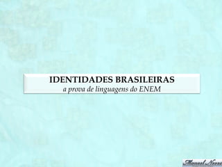 QUESTÃO
                                            educação física no ENEM-2012
As	
   imagens	
   representam,	
   respecAvamente,	
   as	
   obras	
   Futebol,	
   do	
   arAsta	
   plásAco	
   Nelson	
  
Leirner;	
  e	
  Superhomens,	
  de	
  Rubens	
  Gerchman.	
  São	
  obras	
  representaAvas	
  de	
  um	
  movimento	
  
denominado	
  Pop	
  Art,	
  que	
  ecoou	
  no	
  Brasil	
  na	
  década	
  de	
  1960,	
  na	
  qual	
  arAstas	
  se	
  apropriam	
  de	
  
imagens	
   da	
   vida	
   diária	
   e	
   da	
   cultura	
   de	
   massa,	
   tornando-­‐as	
   objetos	
   de	
   arte.	
   a	
   parAr	
   de	
   uma	
  
perspecAva	
   ampliada	
   e	
   críAca	
   sobre	
   o	
   esporte,	
   interpretada	
   como	
   um	
   elemento	
   da	
   cultura	
  
corporal,	
  as	
  imagens	
  
banalizam	
  o	
  esporte	
  ao	
  misturar	
  o	
  futebol	
  e	
  a	
  pintura	
  em	
  um	
  mesmo	
  campo.	
  
deixam	
  transparecer	
  a	
  preferência	
  de	
  ambos	
  os	
  ar1stas	
  pelo	
  futebol	
  enquanto	
  esporte.	
  
permitem	
   reﬂe1r	
   sobre	
   como	
   as	
   artes	
   visuais	
   se	
   apropriaram	
   do	
   futebol	
   como	
   uma	
   tradição	
  
nacional.	
  
fazem	
   uma	
   reﬂexão	
   crí1ca	
   sobre	
   o	
   futebol	
   e	
   a	
   violência	
   como	
   temas	
   circulantes	
   na	
   cultura	
  
brasileira.	
  
destacam	
  a	
  importância	
  do	
  esporte	
  como	
  a1vidade	
  Wsica	
  de	
  lazer	
  para	
  a	
  sociedade.	
  
 