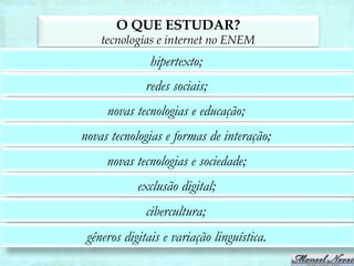 SOLUÇÃO COMENTADA
                                   identidades brasileiras no ENEM-2009
A	
   canção	
   “Cuitelinho”	
   apresenta	
   o	
   registro	
   do	
   dialeto	
   caipira	
   [falado	
   no	
   interior	
   de	
   estados	
  
como	
   São	
   Paulo,	
   Minhas	
   Gerais	
   e	
   no	
   Centro-­‐Oeste],	
   como	
   se	
   nota	
   no	
   uso	
   de	
   palavras	
   como	
  
parentaia,	
  espaia	
  e	
  navaia.	
  Há	
  referências	
  à	
  Guerra	
  do	
  Paraguai,	
  como	
  se	
  pode	
  notar	
  nos	
  versos	
  
Eu	
   entrei	
   em	
   Mato	
   Grosso,/	
   Dei	
   em	
   terras	
   paraguaia./	
   Lá	
   Lnha	
   revolução,/	
   Enfrentei	
   fortes	
  
bataia.	
  Assinale-­‐se,	
  pois,	
  a	
  alterna1va	
  “c”.	
  
 