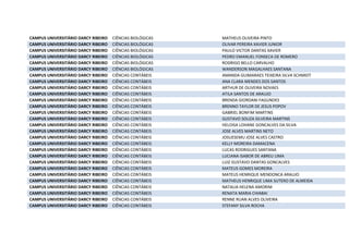 CAMPUS UNIVERSITÁRIO DARCY RIBEIRO CIÊNCIAS BIOLÓGICAS MATHEUS OLIVEIRA PINTO
CAMPUS UNIVERSITÁRIO DARCY RIBEIRO CIÊNCIAS BIOLÓGICAS OLIVAR PEREIRA XAVIER JUNIOR
CAMPUS UNIVERSITÁRIO DARCY RIBEIRO CIÊNCIAS BIOLÓGICAS PAULO VICTOR DANTAS XAVIER
CAMPUS UNIVERSITÁRIO DARCY RIBEIRO CIÊNCIAS BIOLÓGICAS PEDRO EMANUEL FONSECA DE ROMERO
CAMPUS UNIVERSITÁRIO DARCY RIBEIRO CIÊNCIAS BIOLÓGICAS RODRIGO BELLO CARVALHO
CAMPUS UNIVERSITÁRIO DARCY RIBEIRO CIÊNCIAS BIOLÓGICAS WANDERSON MAGALHAES SANTANA
CAMPUS UNIVERSITÁRIO DARCY RIBEIRO CIÊNCIAS CONTÁBEIS AMANDA GUIMARAES TEIXEIRA SILVA SCHMIDT
CAMPUS UNIVERSITÁRIO DARCY RIBEIRO CIÊNCIAS CONTÁBEIS ANA CLARA MENDES DOS SANTOS
CAMPUS UNIVERSITÁRIO DARCY RIBEIRO CIÊNCIAS CONTÁBEIS ARTHUR DE OLIVEIRA NOVAES
CAMPUS UNIVERSITÁRIO DARCY RIBEIRO CIÊNCIAS CONTÁBEIS ATILA SANTOS DE ARAUJO
CAMPUS UNIVERSITÁRIO DARCY RIBEIRO CIÊNCIAS CONTÁBEIS BRENDA GIORDANI FAGUNDES
CAMPUS UNIVERSITÁRIO DARCY RIBEIRO CIÊNCIAS CONTÁBEIS BRENNO TAYLOR DE JESUS POPOV
CAMPUS UNIVERSITÁRIO DARCY RIBEIRO CIÊNCIAS CONTÁBEIS GABRIEL BONFIM MARTINS
CAMPUS UNIVERSITÁRIO DARCY RIBEIRO CIÊNCIAS CONTÁBEIS GUSTAVO SOUZA SILVEIRA MARTINS
CAMPUS UNIVERSITÁRIO DARCY RIBEIRO CIÊNCIAS CONTÁBEIS HELOISA LOHANE GONCALVES DA SILVA
CAMPUS UNIVERSITÁRIO DARCY RIBEIRO CIÊNCIAS CONTÁBEIS JOSE ALVES MARTINS NETO
CAMPUS UNIVERSITÁRIO DARCY RIBEIRO CIÊNCIAS CONTÁBEIS JOSUESEMU JOSE ALVES CASTRO
CAMPUS UNIVERSITÁRIO DARCY RIBEIRO CIÊNCIAS CONTÁBEIS KELLY MOREIRA DAMACENA
CAMPUS UNIVERSITÁRIO DARCY RIBEIRO CIÊNCIAS CONTÁBEIS LUCAS RODRIGUES SANTANA
CAMPUS UNIVERSITÁRIO DARCY RIBEIRO CIÊNCIAS CONTÁBEIS LUCIANA ISABOR DE ABREU LIMA
CAMPUS UNIVERSITÁRIO DARCY RIBEIRO CIÊNCIAS CONTÁBEIS LUIZ GUSTAVO DANTAS GONCALVES
CAMPUS UNIVERSITÁRIO DARCY RIBEIRO CIÊNCIAS CONTÁBEIS MATEUS GOMES MOREIRA
CAMPUS UNIVERSITÁRIO DARCY RIBEIRO CIÊNCIAS CONTÁBEIS MATEUS HENRIQUE MENDONCA ARAUJO
CAMPUS UNIVERSITÁRIO DARCY RIBEIRO CIÊNCIAS CONTÁBEIS MATHEUS HENRIQUE LIMA SUTERO DE ALMEIDA
CAMPUS UNIVERSITÁRIO DARCY RIBEIRO CIÊNCIAS CONTÁBEIS NATALIA HELENA AMORIM
CAMPUS UNIVERSITÁRIO DARCY RIBEIRO CIÊNCIAS CONTÁBEIS RENATA MARIA CHIABAI
CAMPUS UNIVERSITÁRIO DARCY RIBEIRO CIÊNCIAS CONTÁBEIS RENNE RUAN ALVES OLIVEIRA
CAMPUS UNIVERSITÁRIO DARCY RIBEIRO CIÊNCIAS CONTÁBEIS STEFANY SILVA ROCHA
 