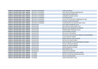 CAMPUS UNIVERSITÁRIO DARCY RIBEIRO MEDICINA VETERINÁRIA KLARA SATI KAGUE
CAMPUS UNIVERSITÁRIO DARCY RIBEIRO MEDICINA VETERINÁRIA LARA SANTINI ANTONIO BARRIONUEVO
CAMPUS UNIVERSITÁRIO DARCY RIBEIRO MEDICINA VETERINÁRIA LAURA MACEDO RODRIGUES
CAMPUS UNIVERSITÁRIO DARCY RIBEIRO MEDICINA VETERINÁRIA LEONARDO OLIVEIRA COELHO
CAMPUS UNIVERSITÁRIO DARCY RIBEIRO MEDICINA VETERINÁRIA LUCIANA BAPTISTA
CAMPUS UNIVERSITÁRIO DARCY RIBEIRO MEDICINA VETERINÁRIA LUIZ FELIPE CAVALCANTE FERNANDES DE LIMA
CAMPUS UNIVERSITÁRIO DARCY RIBEIRO MEDICINA VETERINÁRIA THAYANA UCHOA CAVALCANTE
CAMPUS UNIVERSITÁRIO DARCY RIBEIRO MEDICINA VETERINÁRIA VIVIAN MARTINS DE OLIVEIRA LIMA E SILVA
CAMPUS UNIVERSITÁRIO DARCY RIBEIRO MUSEOLOGIA ALICE ARAUJO MARQUES DE SA
CAMPUS UNIVERSITÁRIO DARCY RIBEIRO MUSEOLOGIA ANA DOMITILA ROSA LEMOS SILVA
CAMPUS UNIVERSITÁRIO DARCY RIBEIRO MUSEOLOGIA BEATRIZ LOPES MENDONCA DE FREITAS
CAMPUS UNIVERSITÁRIO DARCY RIBEIRO MUSEOLOGIA DIENNER MORY RODRIGUES SILVA
CAMPUS UNIVERSITÁRIO DARCY RIBEIRO MUSEOLOGIA GLAUCIA RABELO VELOSO
CAMPUS UNIVERSITÁRIO DARCY RIBEIRO MUSEOLOGIA KEILLA VILA FLOR SANTOS
CAMPUS UNIVERSITÁRIO DARCY RIBEIRO MUSEOLOGIA KIM RAFAEL LIMA CARVALHO TEIXEIRA DE ALBUQUERQUE
CAMPUS UNIVERSITÁRIO DARCY RIBEIRO MUSEOLOGIA LUCAS OLIVEIRA TEIXEIRA
CAMPUS UNIVERSITÁRIO DARCY RIBEIRO MUSEOLOGIA MARIA ANGELICA LIMA DE SOUZA
CAMPUS UNIVERSITÁRIO DARCY RIBEIRO MUSEOLOGIA NATHALIA DELGADO GOMES
CAMPUS UNIVERSITÁRIO DARCY RIBEIRO MUSEOLOGIA OSIRIS MAGLOIRE DITOKA MULEKWA WA KILANDE
CAMPUS UNIVERSITÁRIO DARCY RIBEIRO MUSEOLOGIA PATIELLE SANTOS DE ARAUJO
CAMPUS UNIVERSITÁRIO DARCY RIBEIRO MUSEOLOGIA RAIANE DE CASTRO BARBOSA
CAMPUS UNIVERSITÁRIO DARCY RIBEIRO MUSEOLOGIA SANDRA BARBOSA OLIVEIRA
CAMPUS UNIVERSITÁRIO DARCY RIBEIRO MUSEOLOGIA SARA PEREIRA LEAL
CAMPUS UNIVERSITÁRIO DARCY RIBEIRO MUSEOLOGIA VITOR ALVES DE MOURA
CAMPUS UNIVERSITÁRIO DARCY RIBEIRO NUTRIÇÃO ARNON JOSE RODRIGUES ALVES JUNIOR
CAMPUS UNIVERSITÁRIO DARCY RIBEIRO NUTRIÇÃO BEATRIZ OLIVEIRA BLACKMAN MACHADO
CAMPUS UNIVERSITÁRIO DARCY RIBEIRO NUTRIÇÃO CAIO DE OLIVEIRA REGES
CAMPUS UNIVERSITÁRIO DARCY RIBEIRO NUTRIÇÃO CAMILA NASCIMENTO CRUZ
 