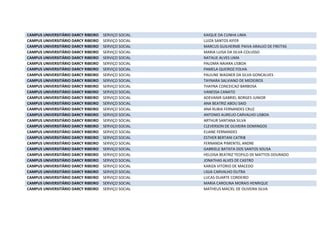 CAMPUS UNIVERSITÁRIO DARCY RIBEIRO SERVIÇO SOCIAL KAIQUE DA CUNHA LIMA
CAMPUS UNIVERSITÁRIO DARCY RIBEIRO SERVIÇO SOCIAL LUIZA SANTOS KIFER
CAMPUS UNIVERSITÁRIO DARCY RIBEIRO SERVIÇO SOCIAL MARCUS GUILHERME PAIVA ARAUJO DE FREITAS
CAMPUS UNIVERSITÁRIO DARCY RIBEIRO SERVIÇO SOCIAL MARIA LUISA DA SILVA COLUSSO
CAMPUS UNIVERSITÁRIO DARCY RIBEIRO SERVIÇO SOCIAL NATALIE ALVES LIMA
CAMPUS UNIVERSITÁRIO DARCY RIBEIRO SERVIÇO SOCIAL PALOMA NAIARA LISBOA
CAMPUS UNIVERSITÁRIO DARCY RIBEIRO SERVIÇO SOCIAL PAMELA QUEIROZ FOLHA
CAMPUS UNIVERSITÁRIO DARCY RIBEIRO SERVIÇO SOCIAL PAULINE WAGNER DA SILVA GONCALVES
CAMPUS UNIVERSITÁRIO DARCY RIBEIRO SERVIÇO SOCIAL TAYNARA SALVIANO DE MEDEIROS
CAMPUS UNIVERSITÁRIO DARCY RIBEIRO SERVIÇO SOCIAL THAYNA CONCEICAO BARBOSA
CAMPUS UNIVERSITÁRIO DARCY RIBEIRO SERVIÇO SOCIAL VANESSA CANATO
CAMPUS UNIVERSITÁRIO DARCY RIBEIRO SERVIÇO SOCIAL ADEVANIR GABRIEL BORGES JUNIOR
CAMPUS UNIVERSITÁRIO DARCY RIBEIRO SERVIÇO SOCIAL ANA BEATRIZ ABOU SAID
CAMPUS UNIVERSITÁRIO DARCY RIBEIRO SERVIÇO SOCIAL ANA RUBIA FERNANDES CRUZ
CAMPUS UNIVERSITÁRIO DARCY RIBEIRO SERVIÇO SOCIAL ANTONIO AURELIO CARVALHO LISBOA
CAMPUS UNIVERSITÁRIO DARCY RIBEIRO SERVIÇO SOCIAL ARTHUR SANTANA SILVA
CAMPUS UNIVERSITÁRIO DARCY RIBEIRO SERVIÇO SOCIAL CLEVERSON DE OLIVEIRA DOMINGOS
CAMPUS UNIVERSITÁRIO DARCY RIBEIRO SERVIÇO SOCIAL ELIANE FERNANDES
CAMPUS UNIVERSITÁRIO DARCY RIBEIRO SERVIÇO SOCIAL ESTHER BERTANI CATRIB
CAMPUS UNIVERSITÁRIO DARCY RIBEIRO SERVIÇO SOCIAL FERNANDA PIMENTEL ANDRE
CAMPUS UNIVERSITÁRIO DARCY RIBEIRO SERVIÇO SOCIAL GABRIELE BATISTA DOS SANTOS SOUSA
CAMPUS UNIVERSITÁRIO DARCY RIBEIRO SERVIÇO SOCIAL HELOISA BEATRIZ TEOFILO DE MATTOS DOURADO
CAMPUS UNIVERSITÁRIO DARCY RIBEIRO SERVIÇO SOCIAL JONATHAS ALVES DE CASTRO
CAMPUS UNIVERSITÁRIO DARCY RIBEIRO SERVIÇO SOCIAL KARIZA VITORIO DE MACEDO
CAMPUS UNIVERSITÁRIO DARCY RIBEIRO SERVIÇO SOCIAL LIGIA CARVALHO DUTRA
CAMPUS UNIVERSITÁRIO DARCY RIBEIRO SERVIÇO SOCIAL LUCAS DUARTE CORDEIRO
CAMPUS UNIVERSITÁRIO DARCY RIBEIRO SERVIÇO SOCIAL MARIA CAROLINA MORAIS HENRIQUE
CAMPUS UNIVERSITÁRIO DARCY RIBEIRO SERVIÇO SOCIAL MATHEUS MACIEL DE OLIVEIRA SILVA
 