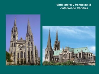 Vista lateral y frontal de la  catedral de Chartres 