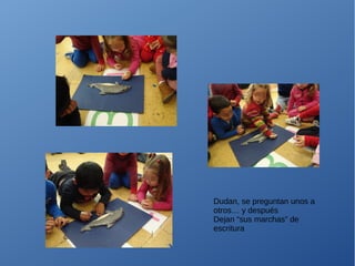 Dudan, se preguntan unos a
otros… y después
Dejan “sus marchas” de
escritura
 