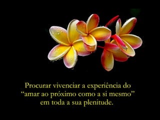 Procurar vivenciar a experiência do
“amar ao próximo como a si mesmo”
     em toda a sua plenitude.
 