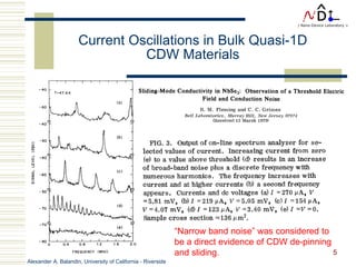 Alexander A. Balandin, University of California - Riverside
5
Current Oscillations in Bulk Quasi-1D
CDW Materials
“Narrow band noise” was considered to
be a direct evidence of CDW de-pinning
and sliding.
 