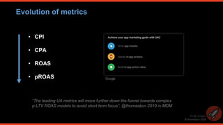 © thomasbcn 2020
Evolution of metrics
• CPI
• CPA
• ROAS
• pROAS
“The leading UA metrics will move further down the funnel...