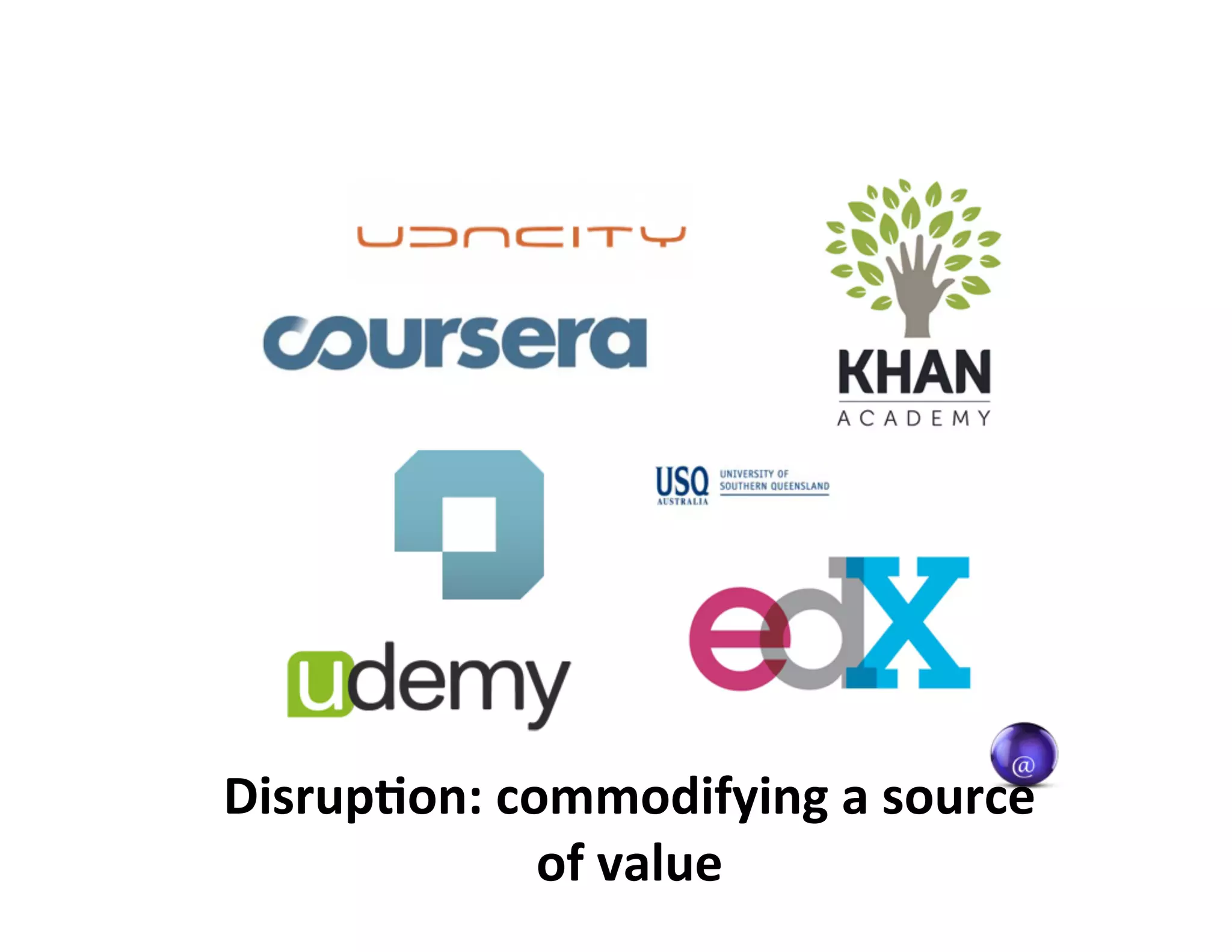 Disrup'on:
commodifying
a
source
of
value