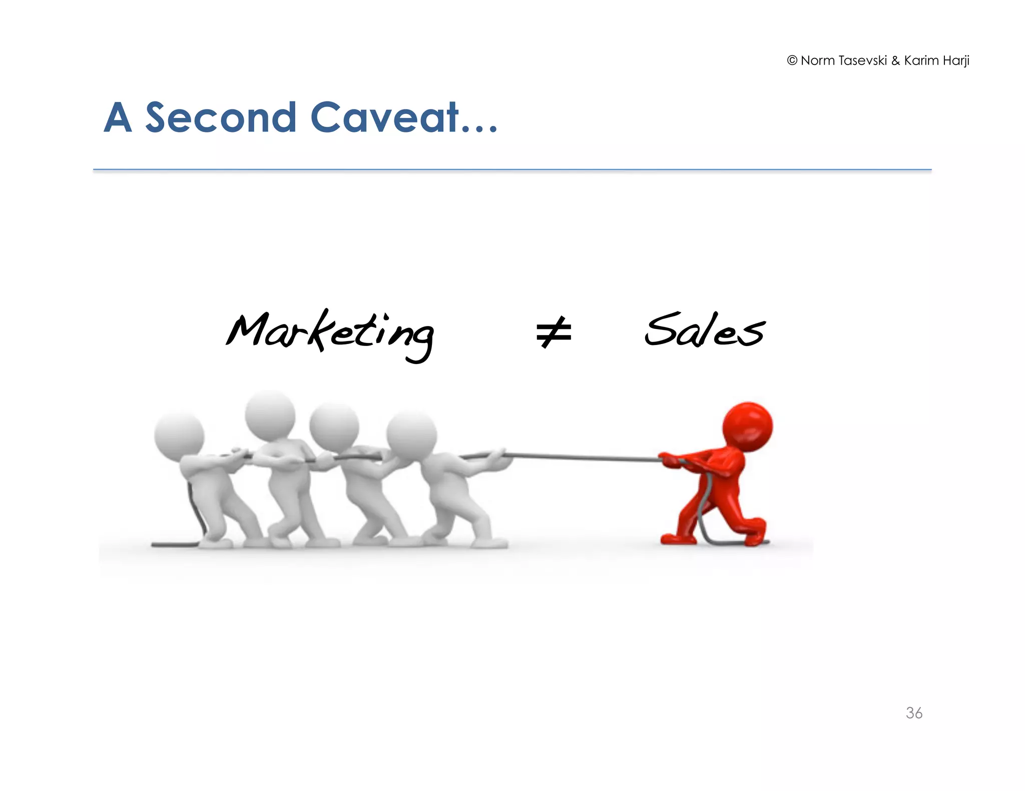© Norm Tasevski & Karim Harji
A Second Caveat…
Marketing!
36
Sales!≠!
 