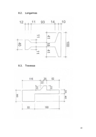 22
8.2. Longarinas
8.3. Travessa
 