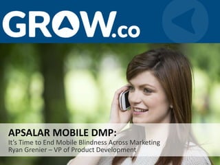 It’s Time to End Mobile Blindness Across Marketing
Ryan Grenier – VP of Product Development
APSALAR MOBILE DMP:
 