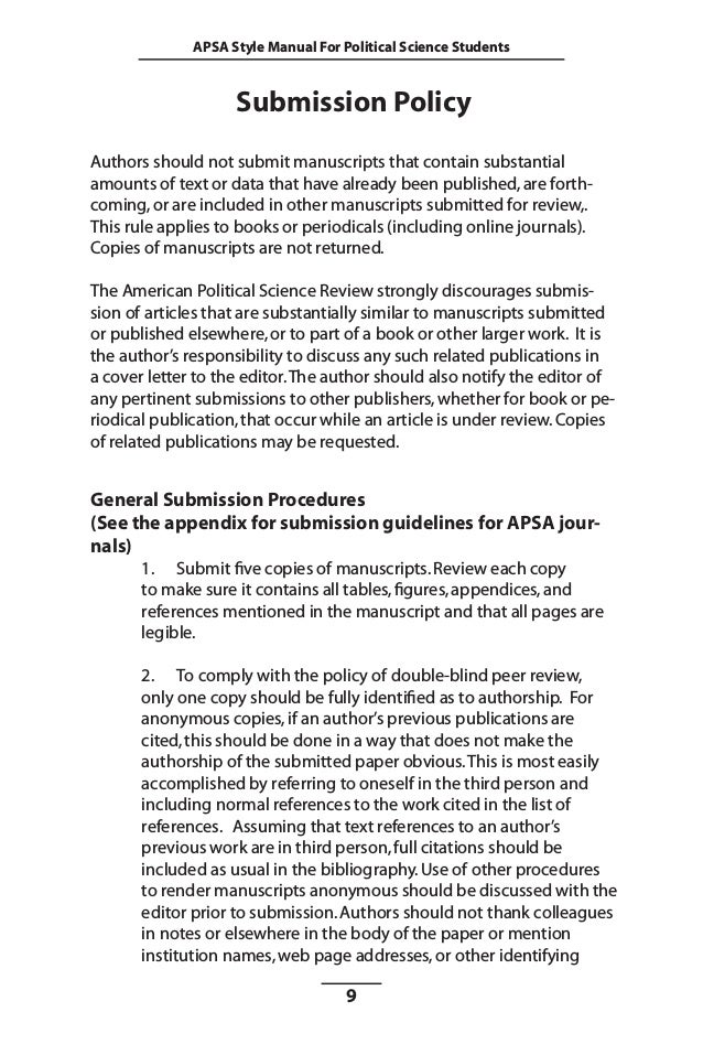 apsa style guide apsa cover page