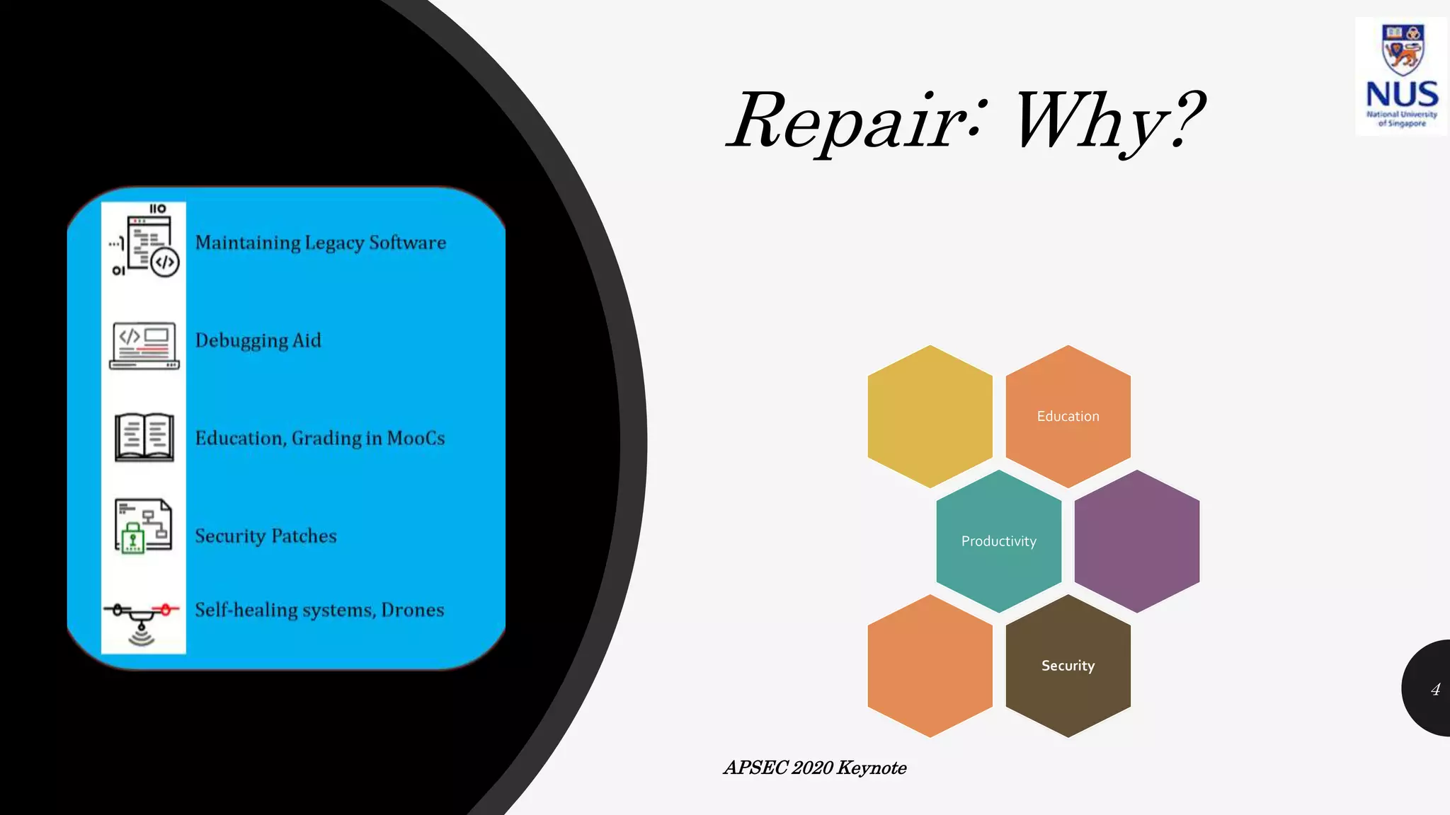 Repair: Why?
4
APSEC 2020 Keynote
Education
Productivity
Security
 