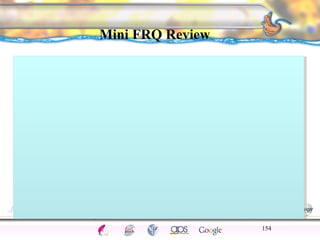 CNS Ignoring Light The Eye Seeing 
Taste/Smell 
Sound The Ear 
Touch/Pain Movement Perception Gestalt Depth cues 
Illusions 
Mini FRQ Review 
Mr. Burnes’ car breaks down on a long, 
deserted highway with no cell service. In the 
distance he sees a gas station, but knows it 
will be a long walk. Explain how each of the 
following concepts helps him determine it 
will be a long walk: 
– Relative size 
– Texture Gradient 
– Linear Perspective 
154 
 