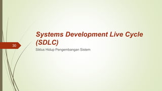 Systems Development Live Cycle
(SDLC)
Siklus Hidup Pengembangan Sistem
30
 