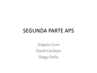 SEGUNDA PARTE APS
Angela Cano
David Cardozo
Diego Peña

 