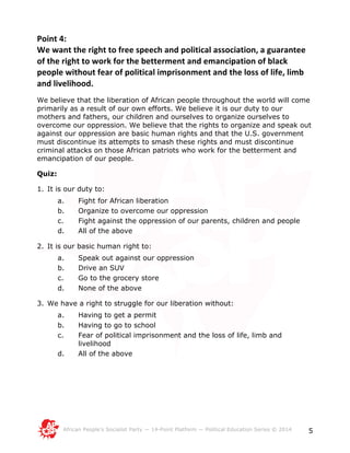 African People’s Socialist Party 14-­Point Platform Study-Guide