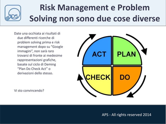 Aps risk management e problem solving sono due cose diverse | PPT