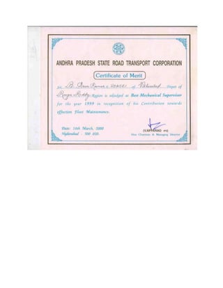 Apsrtc Merit Certificate