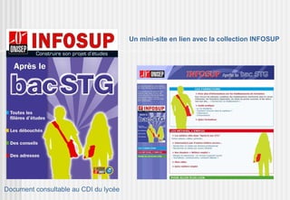 Un mini-site en lien avec la collection INFOSUP




Document consultable au CDI du lycée
 