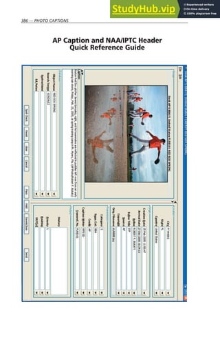 386 — PHOTO CAPTIONS
AP Caption and NAA/IPTC Header
Quick Reference Guide
 