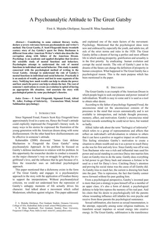 
Abstract— Considering to some eminent literary works,
declare a severe relevance between psychoanalysis and writer’s
met...