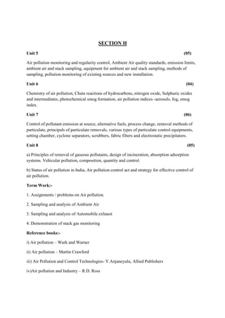 AIR POLLUTION CONTROL Ap syllabus | PDF