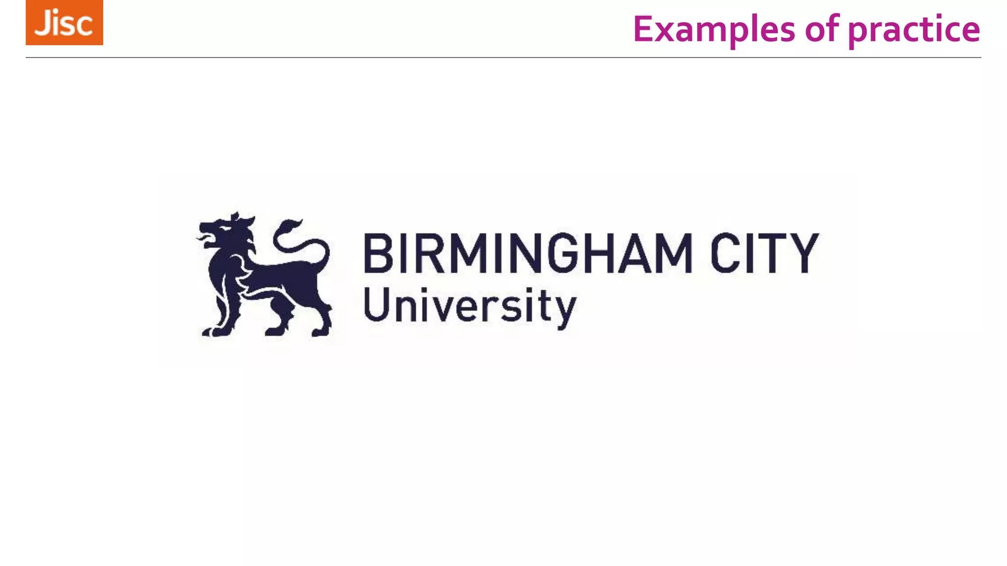 Examples of practice
 