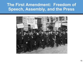 10 
The First Amendment: Freedom of 
Speech, Assembly, and the Press 
 