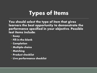 Developing Assessment Instruments Chapter 7 | PPTX