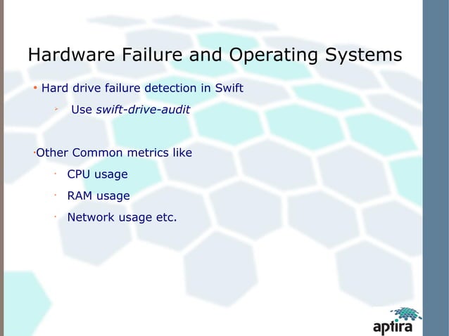 Aptira presents OpenStack swift architecture and monitoring | PPT