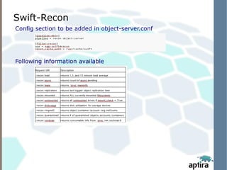 Aptira presents OpenStack swift architecture and monitoring | PPT