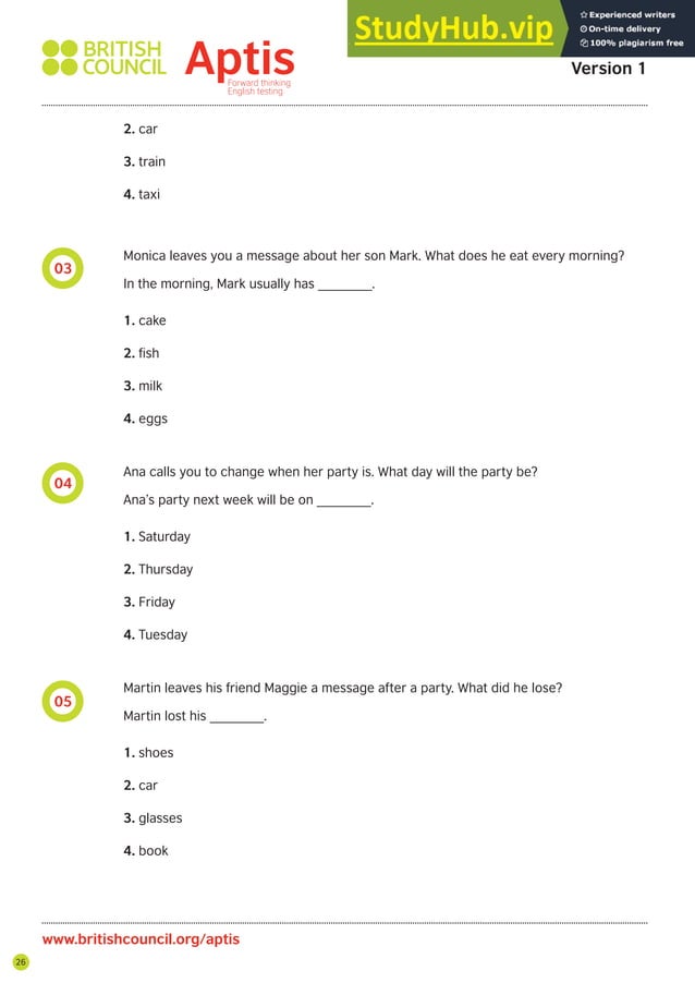 Aptis Practice Book - Web Version | PDF | Standardized Testing ...