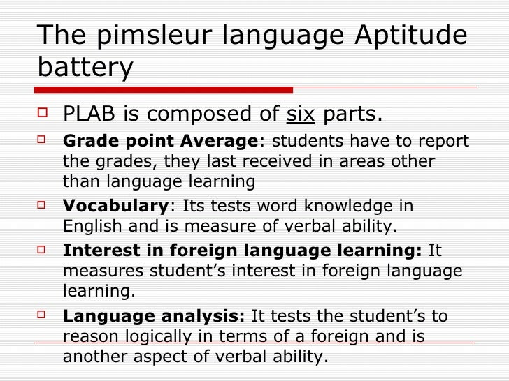 Pimsleur Language Aptitude Battery Test Sample