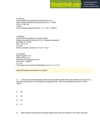 Aptitude Questions With Answers For Time Distance Problems | PDF