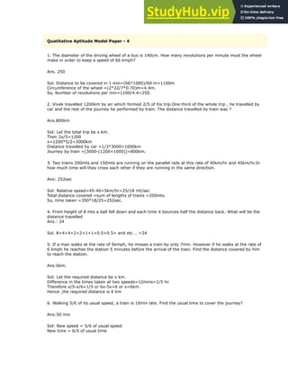 Aptitude Questions With Answers For Time Distance Problems | PDF