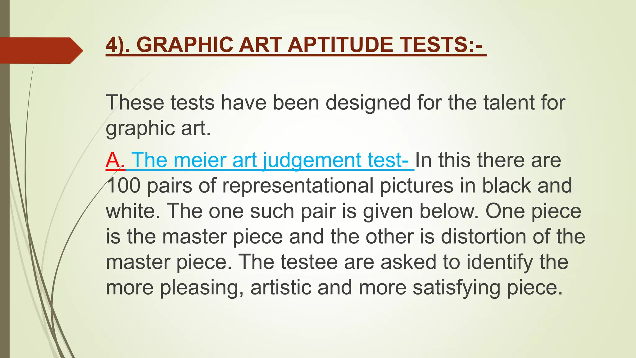 Style Test Examples Artist Aptitude test and its types. | PPTX