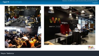 Wayra- Telefonica
Initiatives ofcollaboration and innovation hubs promoted by Brazilian
companiesDigitalHR-TrendsandInsights
 