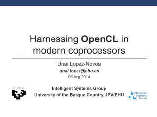 Harnessing OpenCL in
modern coprocessors
Unai Lopez-Novoa
unai.lopez@ehu.es
06 Aug 2014
Intelligent Systems Group
University of the Basque Country UPV/EHU
 