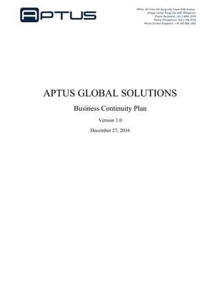 Aptus Disaster Recovery and Business Continuity (AGS)