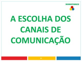 A ESCOLHA DOS
CANAIS DE
COMUNICAÇÃO
44
 