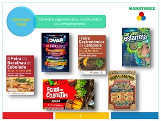 Informar o segmento-alvo, modificando o
seu comportamento
8
Informação
Fatual
 