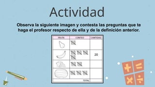 Actividad
Observa la siguiente imagen y contesta las preguntas que te
haga el profesor respecto de ella y de la definición anterior.
 