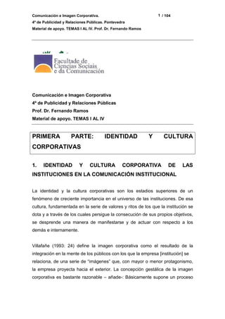 Apuntes Alumnos 4º Publicidad. Imagen Corporativa. Prof. Dr. Fernando Ramos Fernández