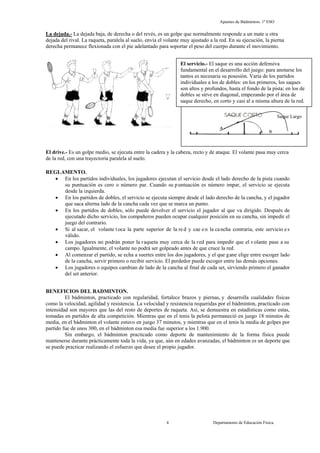 Apuntes badminton-eso1-eva3 | PDF