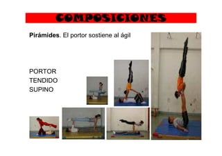 COMPOSICIONES
Pirámides. El portor sostiene al ágil
PORTOR
TENDIDOTENDIDO
SUPINO
 