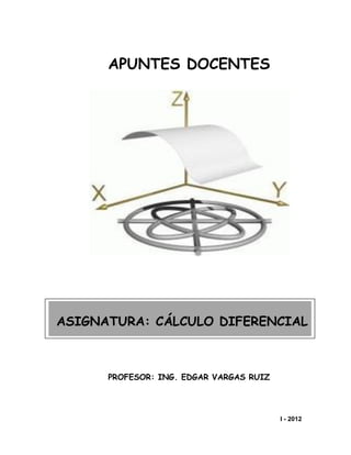 I - 2012
APUNTES DOCENTES
PROFESOR: ING. EDGAR VARGAS RUIZ
ASIGNATURA: CÁLCULO DIFERENCIAL
 