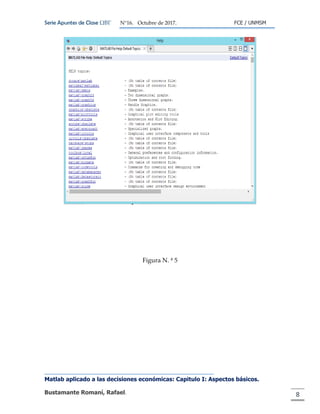 Serie Apuntes de Clase ΩΒΓ N°16. Octubre de 2017. FCE / UNMSM
Matlab aplicado a las decisiones económicas: Capitulo I: Aspectos básicos.
Bustamante Romaní, Rafael. 8
Figura N. ª 5
 